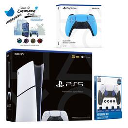 PlayStation 5 Slim Digital with Extra Controller, FPS Grip Kit and MightySkins Decal Voucher - PlayStation 5