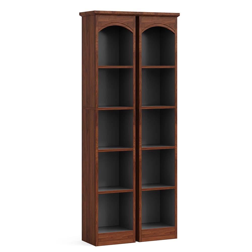 Back. Kadyn - Kadyn Bookshelf Bookcase,71" Narrow Bookcase, 5-Tier Cube Display Rack with Storage,Walnut & Black - Walnut & Black.
