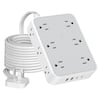 Front. TESSAN - 1800J Protection 10 Ft Flat Plug Surge Protector Power Strip with 12 Outlets and 4 USB Ports (2 USB-C) - Grey White.