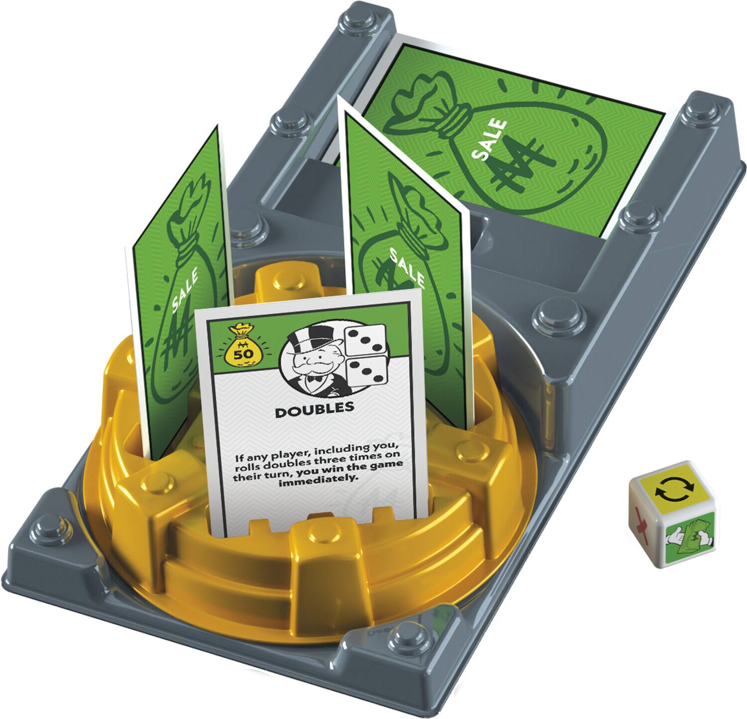 SALE SALE M 50 SALE DOUBLES If any player, including you, rolls doubles three times on their turn, you win the game immediately.