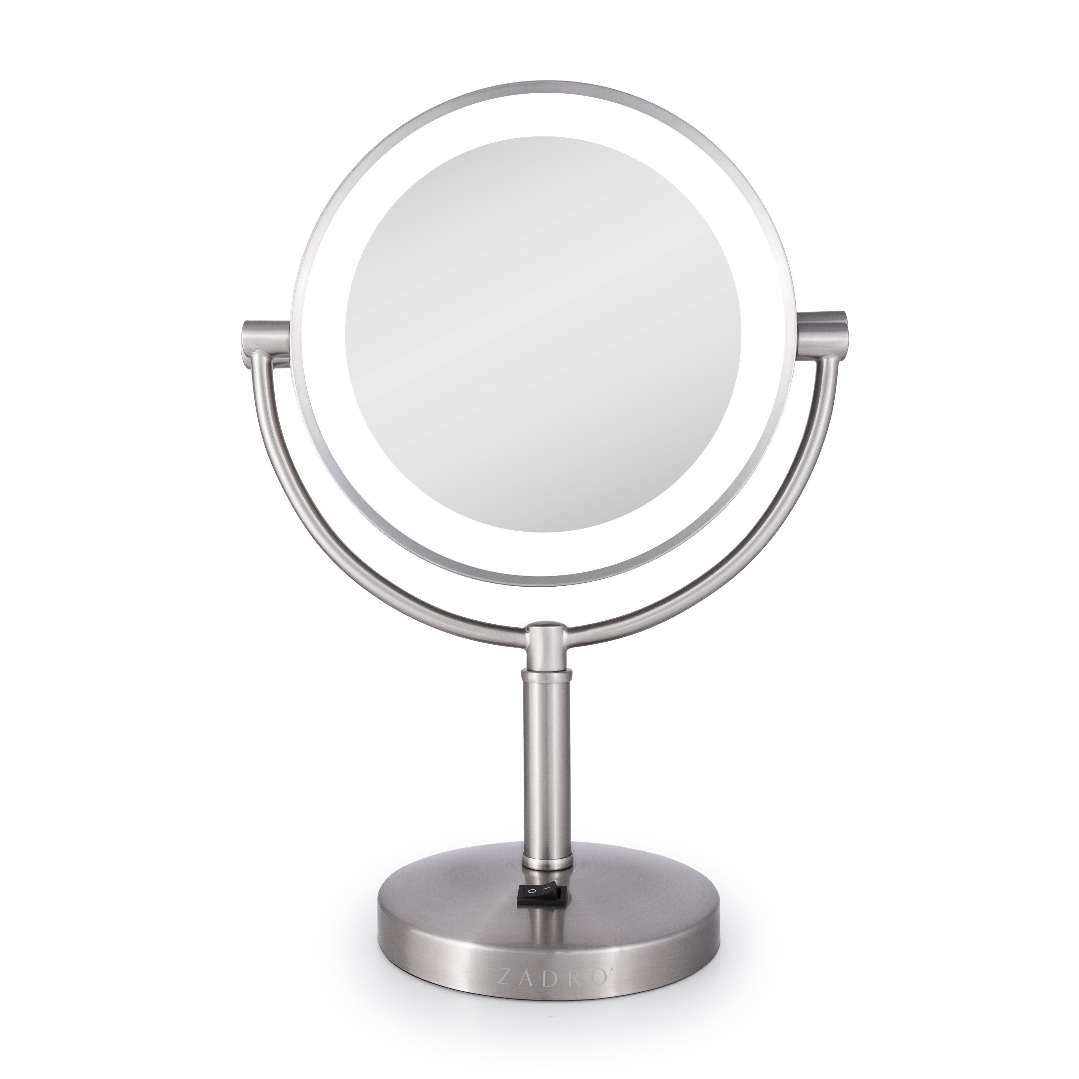 Zadro - Laguna, LED Lighted Makeup Mirror with Magnification Options 5X, 10X - Satin Nickel