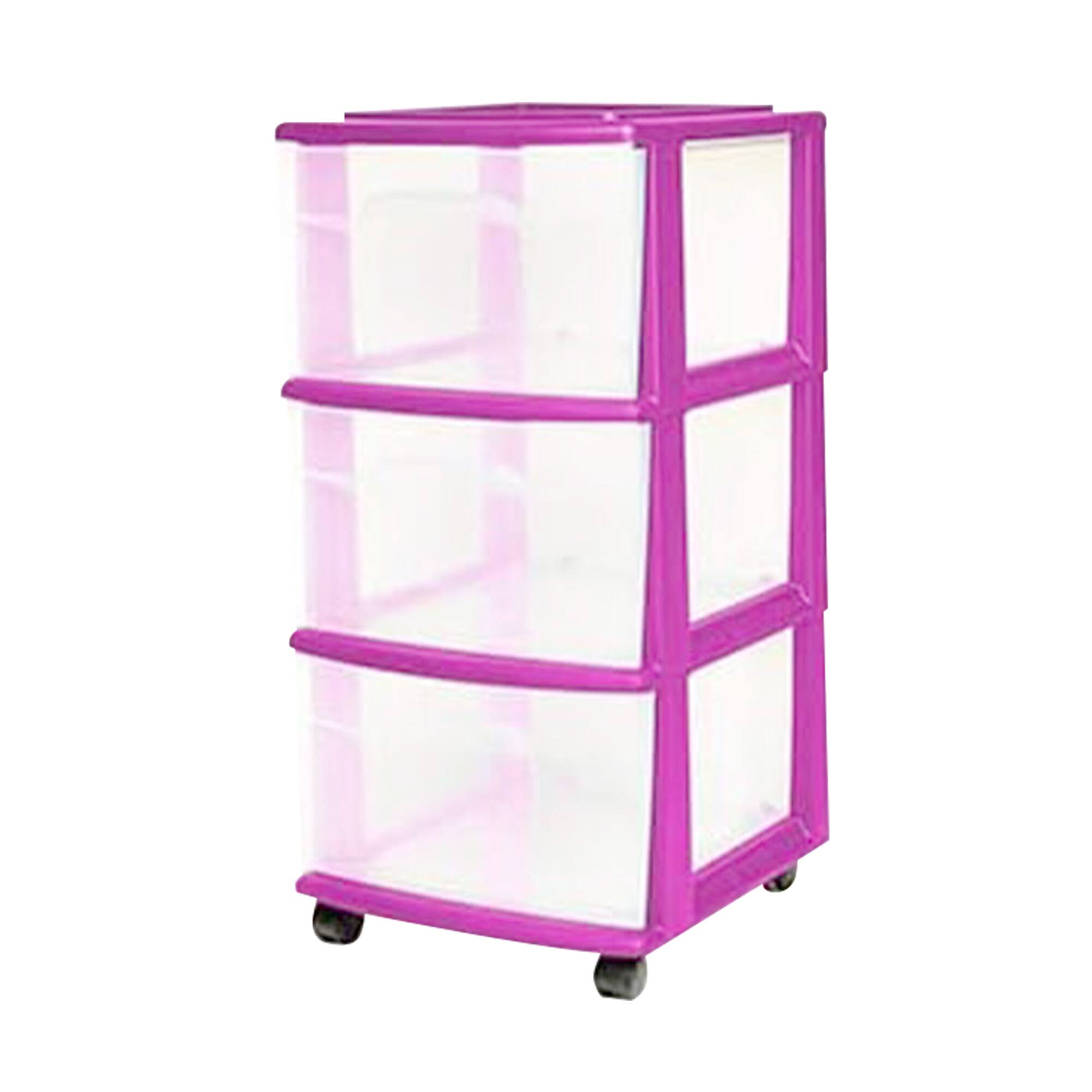 Alt View 7. Homz - Homz Plastic 3 Drawer Medium Storage Container Tower, Purple Frame (2 Pack).