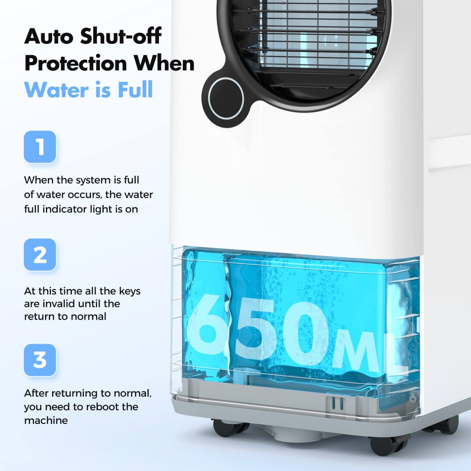 Auto Shut-off Protection When Water is Full

1. When the system is full of water occurs, the water full indicator light is on
2. At this time all the keys are invalid until the return to normal
3. After returning to normal, you need to reboot the machine