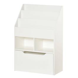 Homcom - Kids Bookcase Multi-Shelf Book Rack with Mobile Drawer for Books - White