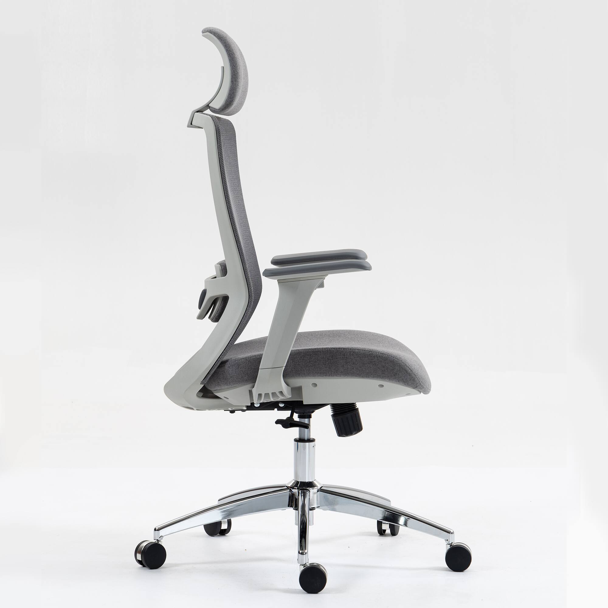 Alt View 6. PexFix - High-Bcak Ergonomic Office Chair with Dynamic Lumbar Support, Adjustable Seat Depth for Desk Work - Gray.