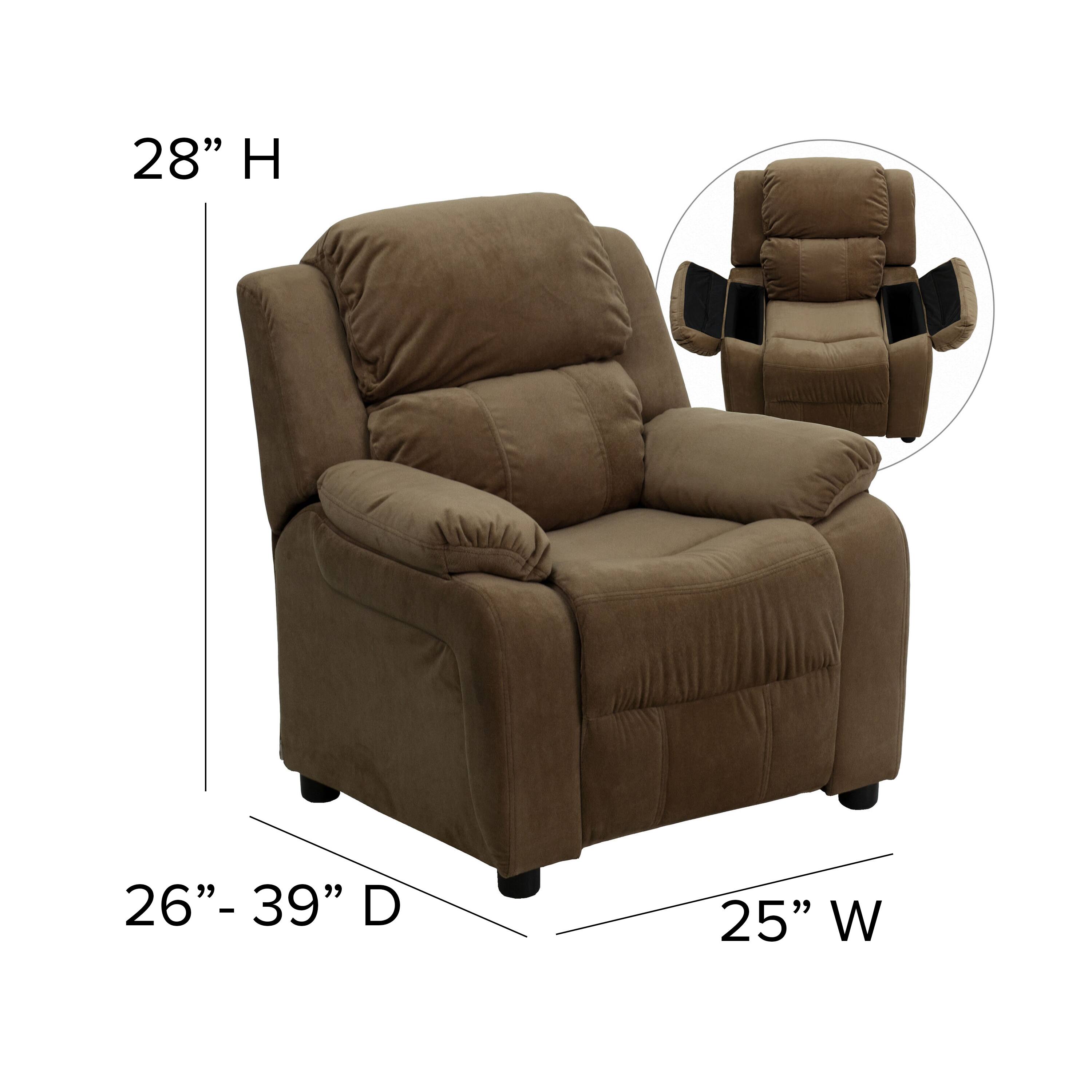 Alamont Home Deluxe Padded Contemporary Kids Recliner with Storage Arms ...