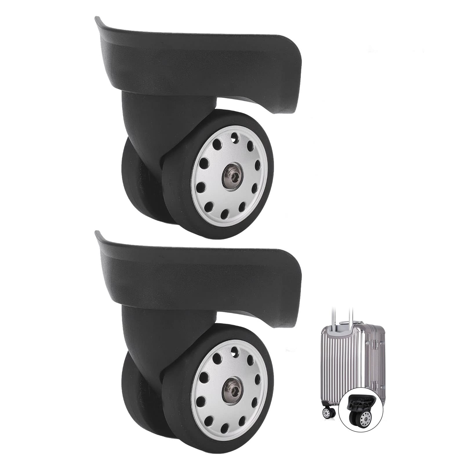 DORLUKFU- 2Pcs Suitcase Casters Luggage Porous Wheels Swivels Wheel Replacement Lockbox Spinners Wheel Travel Customs Box- Black