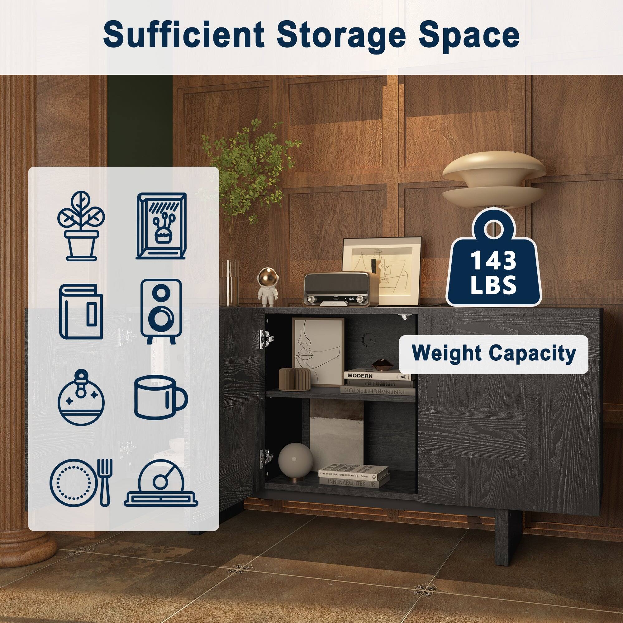 Sufficient Storage Space

143 LBS Weight Capacity