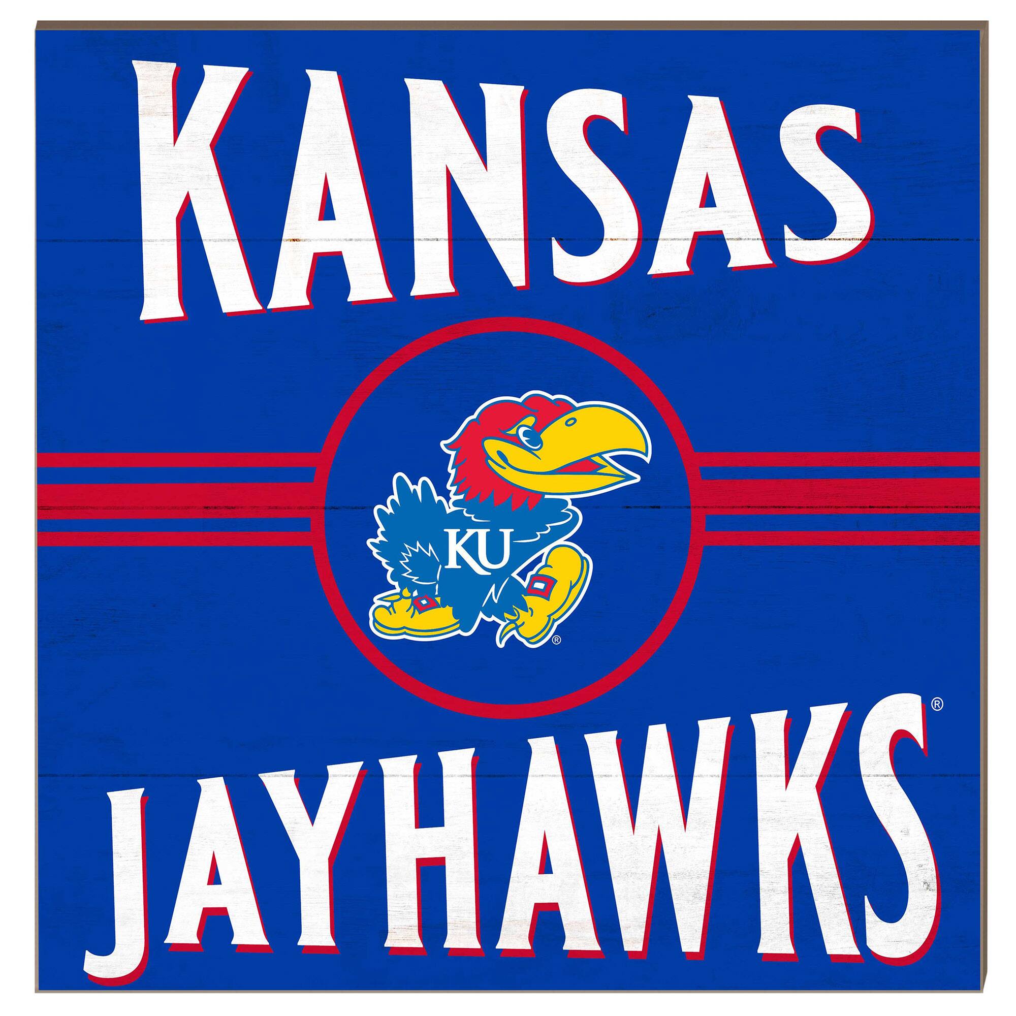 Jardine - Kansas Jayhawks 10'' x 10'' Retro Team Sign - Blue