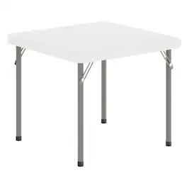 Flash Furniture - Paige 24x24 Kid's Granite Plastic Folding Table with Locking Legs - White