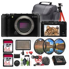 Fujifilm - X-M5 Mirrorless Camera Body + 2x 64GB Card + Rode Microphone + More - Black