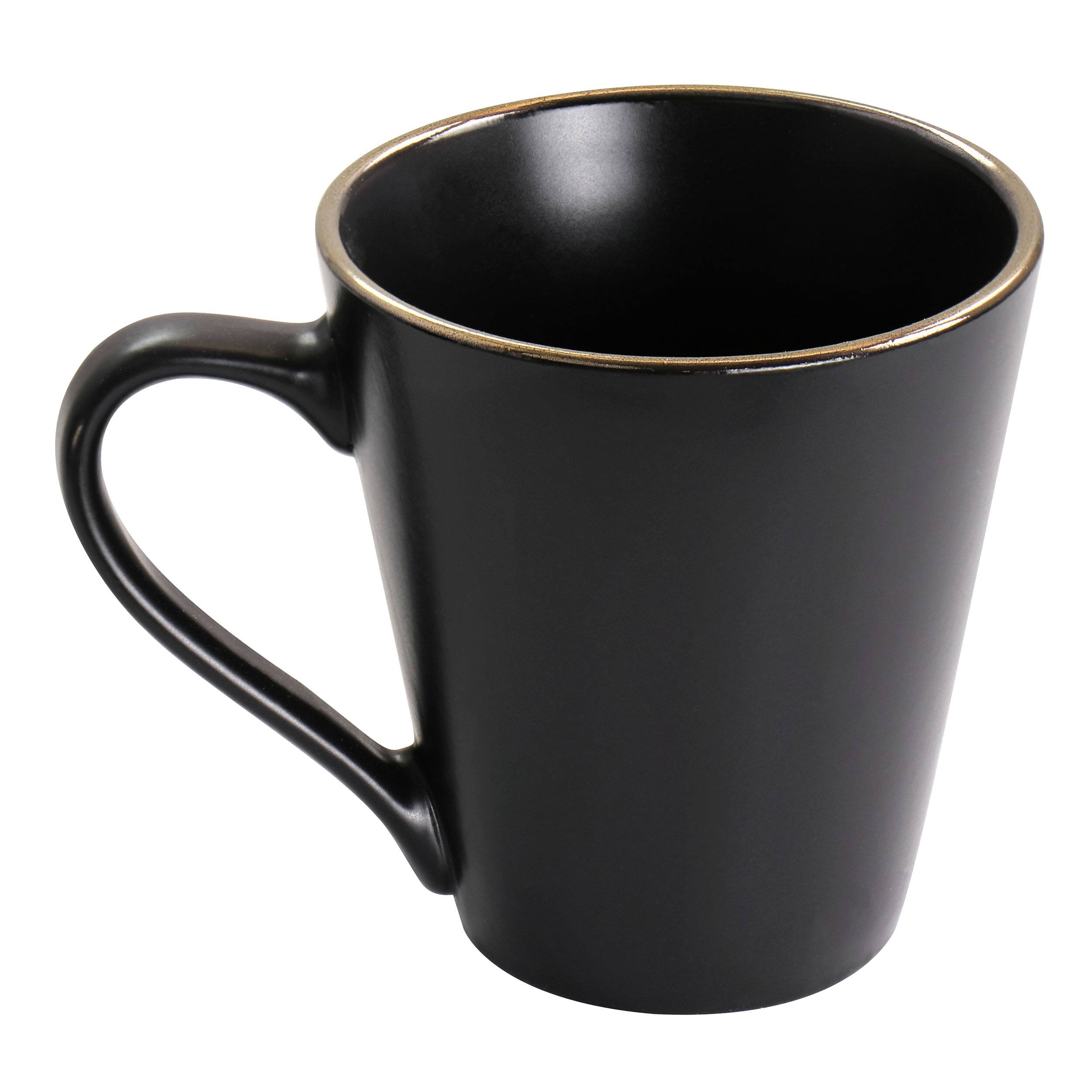 Alt View 5. Elama - Elama Paul 16 Piece Stoneware Dinnerware Set in Matte Black with Gold Rim - Black and Gold.