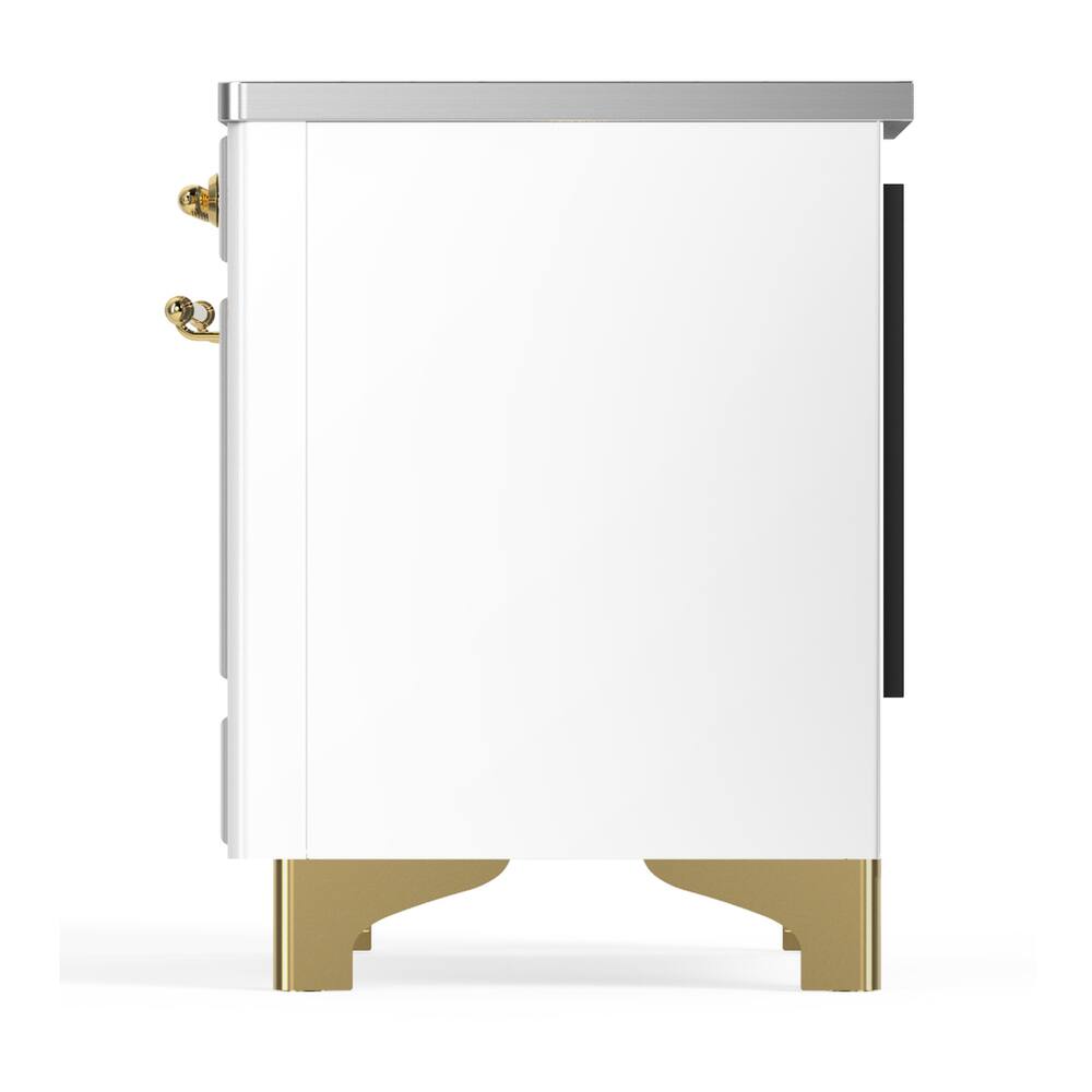 Alt View 9. ILVE - ILVE Majestic III 36 inch Induction Range with 6 Induction Elements (White, Brass Trim) - White.