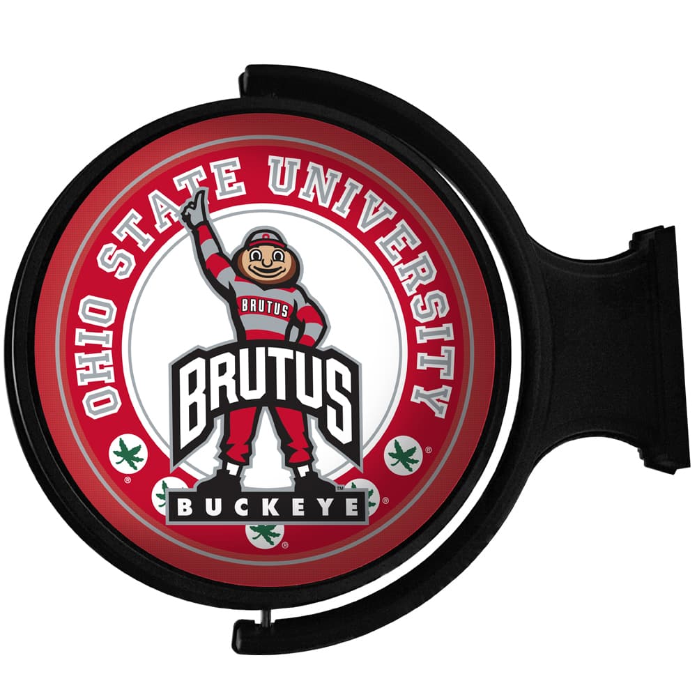The Fan-Brand - Ohio State Buckeyes 23'' x 21'' Team Mascot Illuminated Rotating Wall Sign - Multicolor