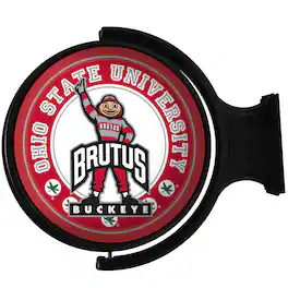 The Fan-Brand - Ohio State Buckeyes 23'' x 21'' Team Mascot Illuminated Rotating Wall Sign - Multicolor