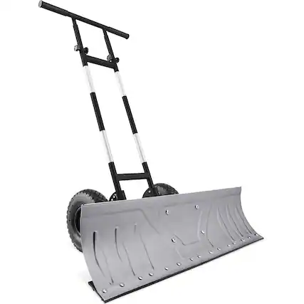 Front. Best Choice Products - Best Choice Products 36in Galvanized Blade Hand Snow Pusher w/ 2 Wheels, Adjustable Handle, Blade Angle - Silver - Silver.