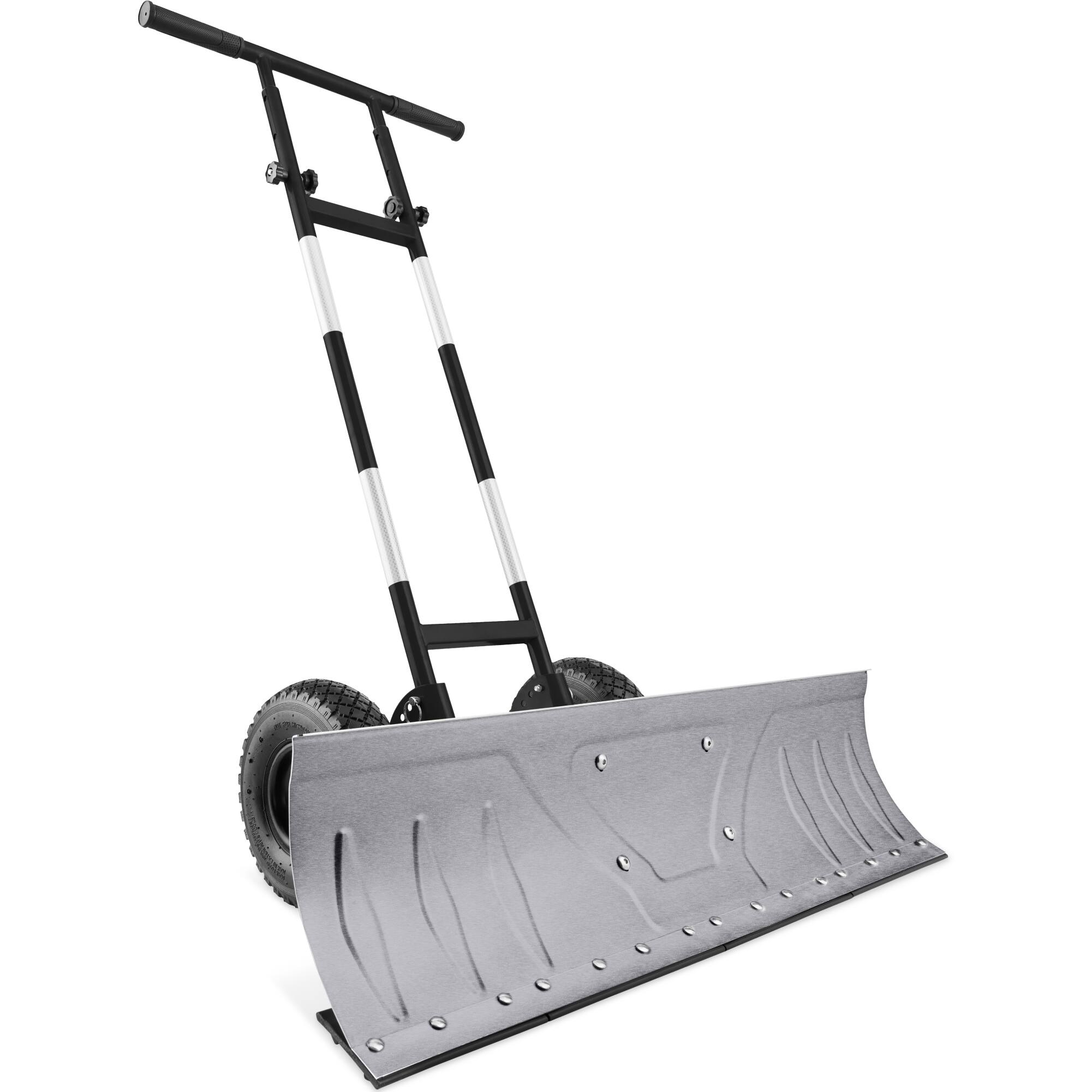 Front. Best Choice Products - Best Choice Products 36in Galvanized Blade Hand Snow Pusher w/ 2 Wheels, Adjustable Handle, Blade Angle - Silver - Silver.