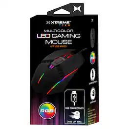 Xtreme - Multicolor LED Gaming Mouse, 4 DPI Modes, LED Fade Lighting - Wired - Black