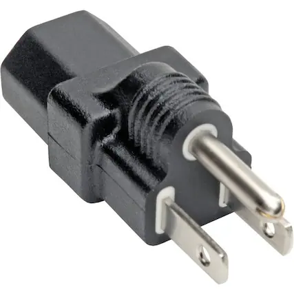 Front. Tripp Lite - Tripp Lite by Eaton Computer Power Cord Adapter NEMA 5-15P to C13 - 15A 125V Black - 1 x NEMA 5-15P Male, 1 x IEC 60320 - Black.