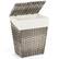 Front. Costway - Handwoven Laundry Hamper Foldable w/Removable Liner, Lid & Handles - Grey.