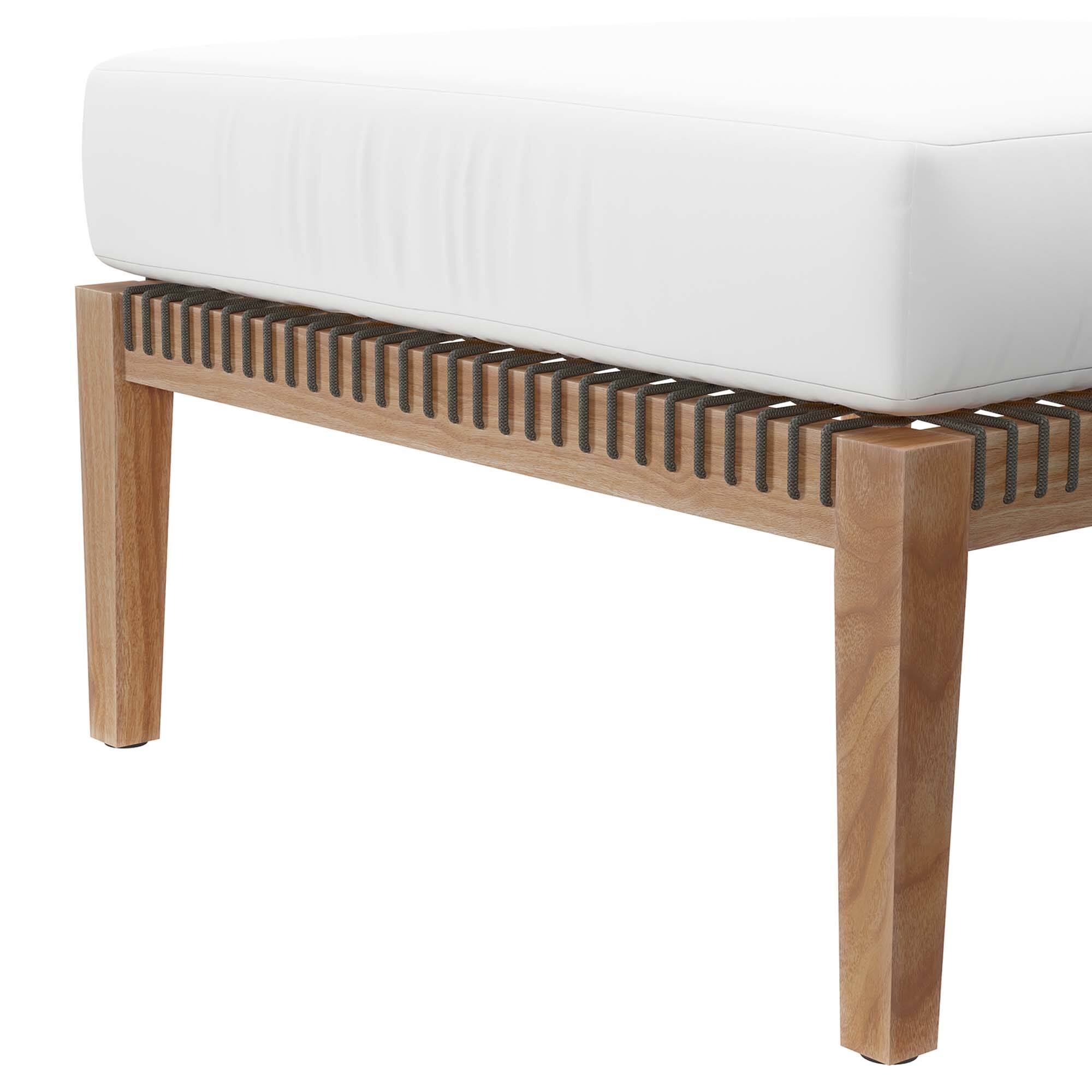 Alt View 1. Modway - Clearwater Outdoor Patio Teak Wood Ottoman by Modway - Gray White.