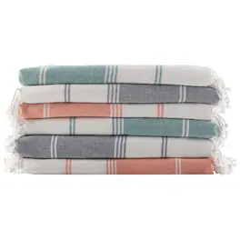 Lavish Home - 6 Pack Turkish Beach Towels Set Oversized Quick Dry Sand Free for Pool or Travel - Multicolor