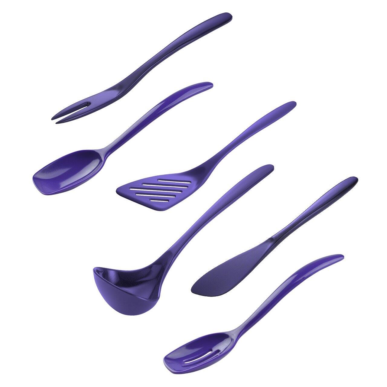 Hutzler - 6 Piece Melamine Mini 7.5 Inch Cooking Utensil Set - Violet