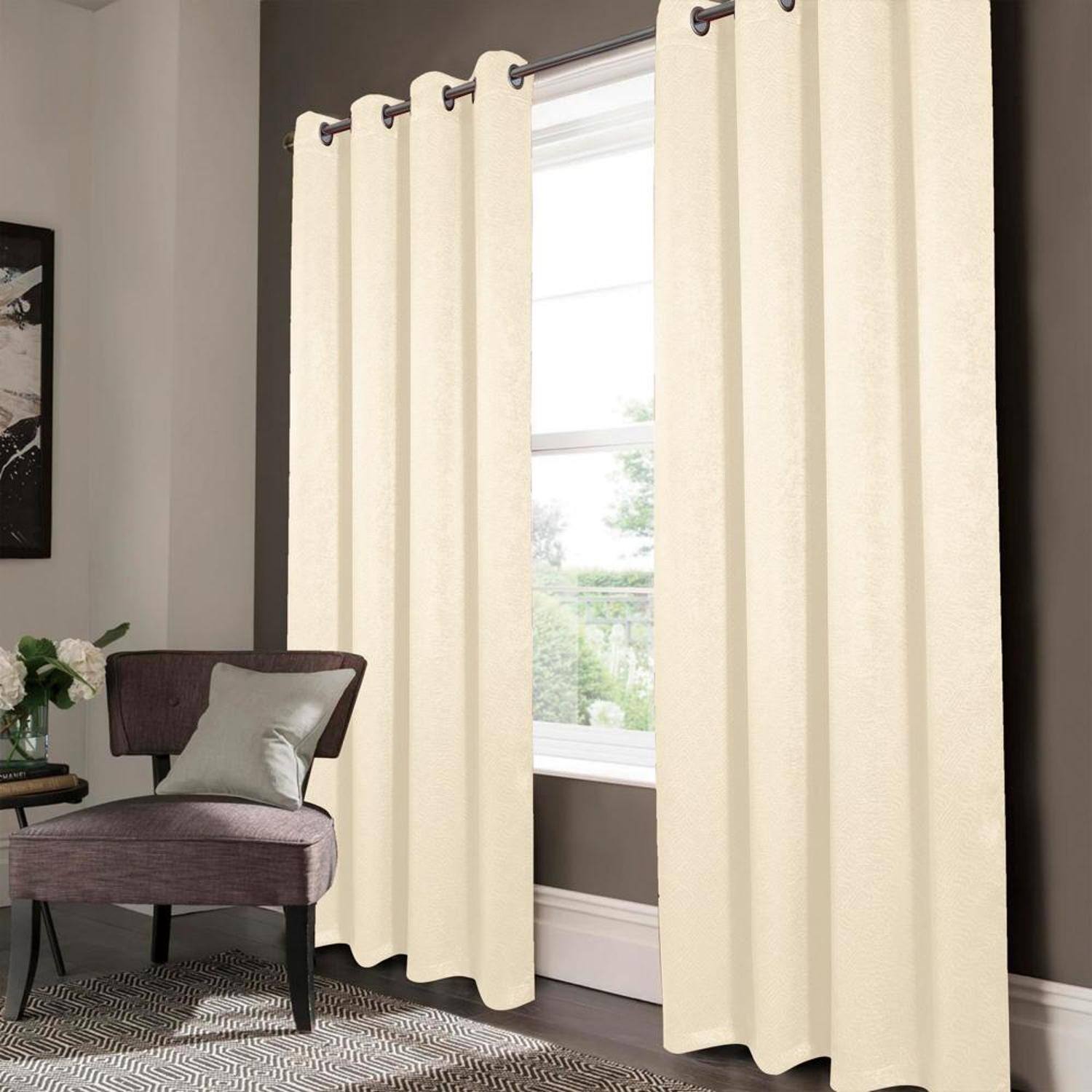 Alt View 1. RT Designers Collection - RT Designers Nellie Embossed Blackout Grommet Curtain Panel - Ivory - Ivory.