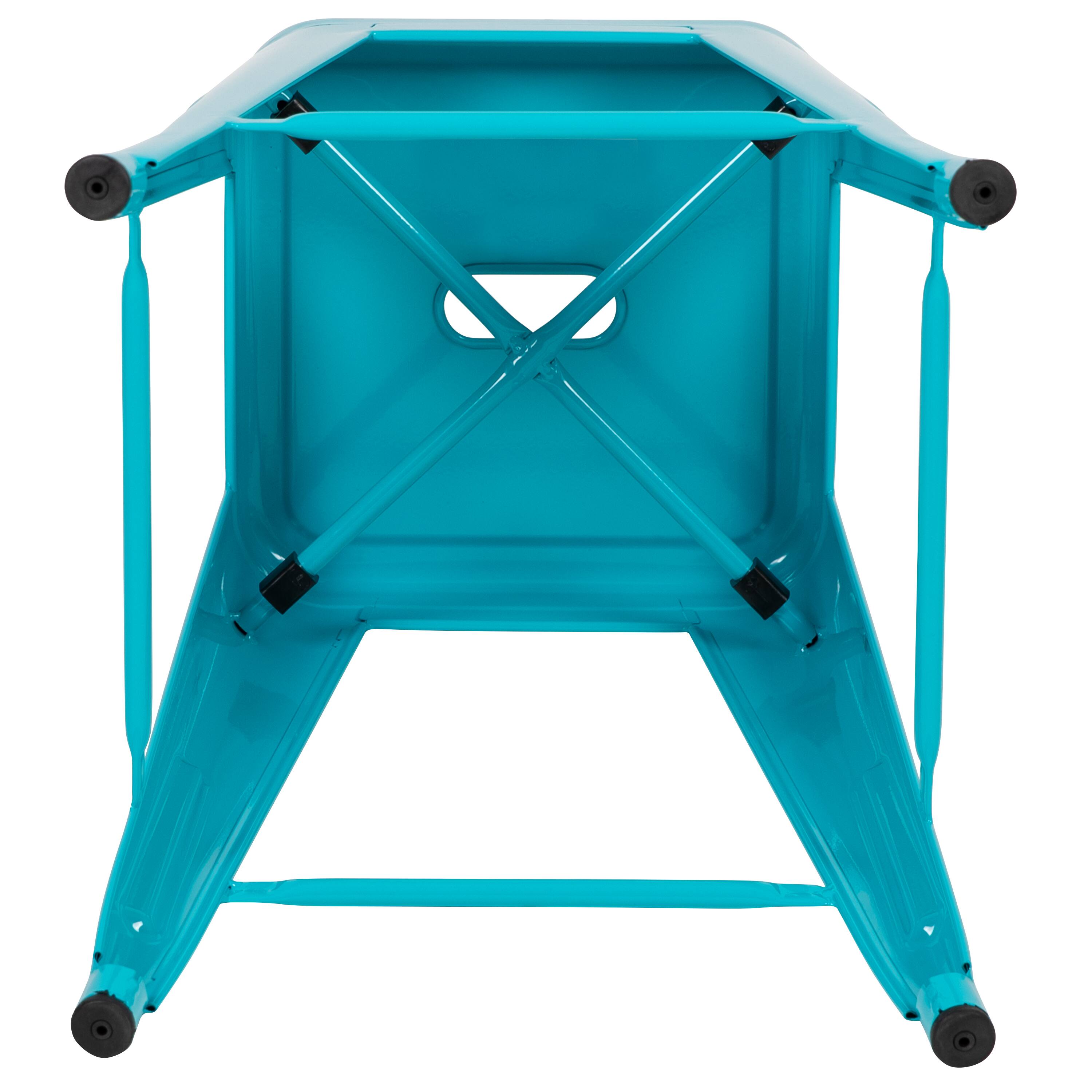 Alt View 8. Emma + Oliver - 4 Pack 24" High Metal Indoor Counter Bar Stool - Stackable Stool - Teal.