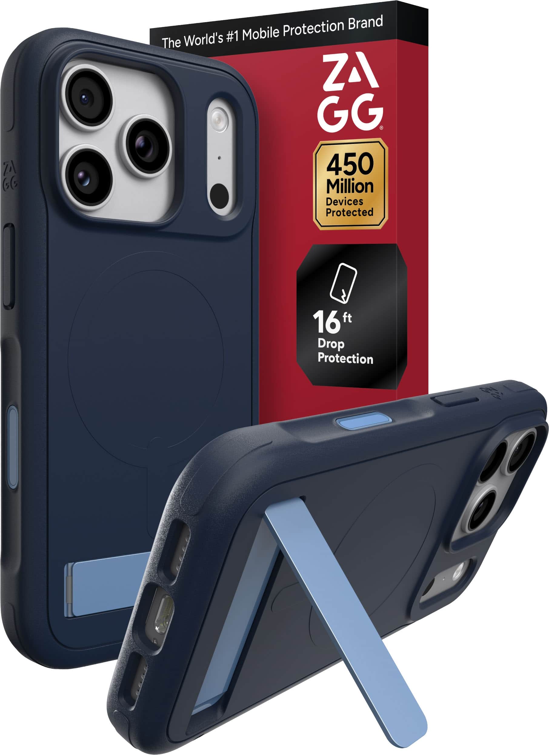 ZAGG - Sedona Snap MagSafe-Compatible Case with Kickstand for Apple iPhone 18 Pro / iPhone 17 Pro - Navy