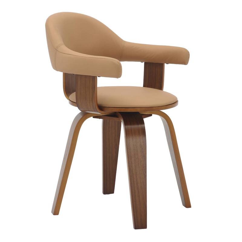 Alt View 2. LeisureMod - Brivo Modern Leather Upholstered Side Dining Chair with Open Back and Swivel for Home Living Room or Office - Brown.