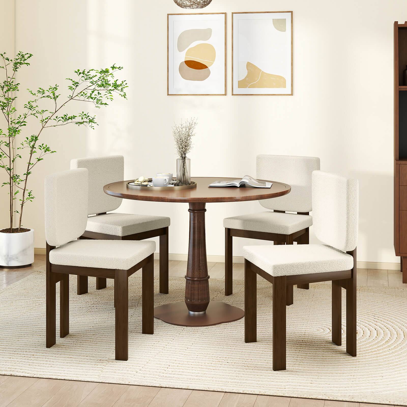 Alt View 3. Costway - Costway Wooden Dining Chair Set of 2 with Rubber Wood Leg Padded Wide Seat & Back for Home - Brown.