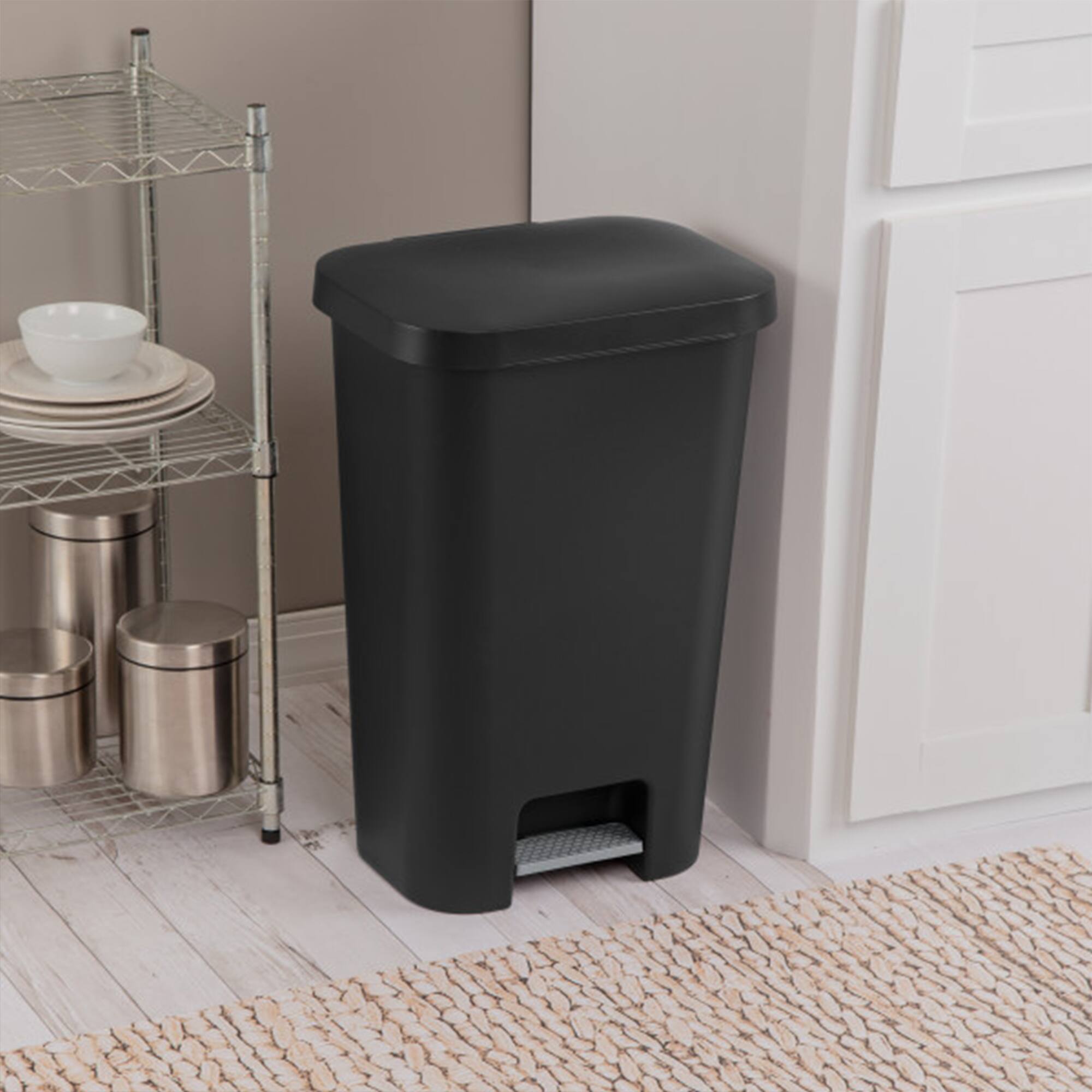 Alt View 4. Sterilite - Sterilite 11.9 Gal Rectangle Step On Trash Kitchen Wastebasket, Black (12 Pack) - Black.