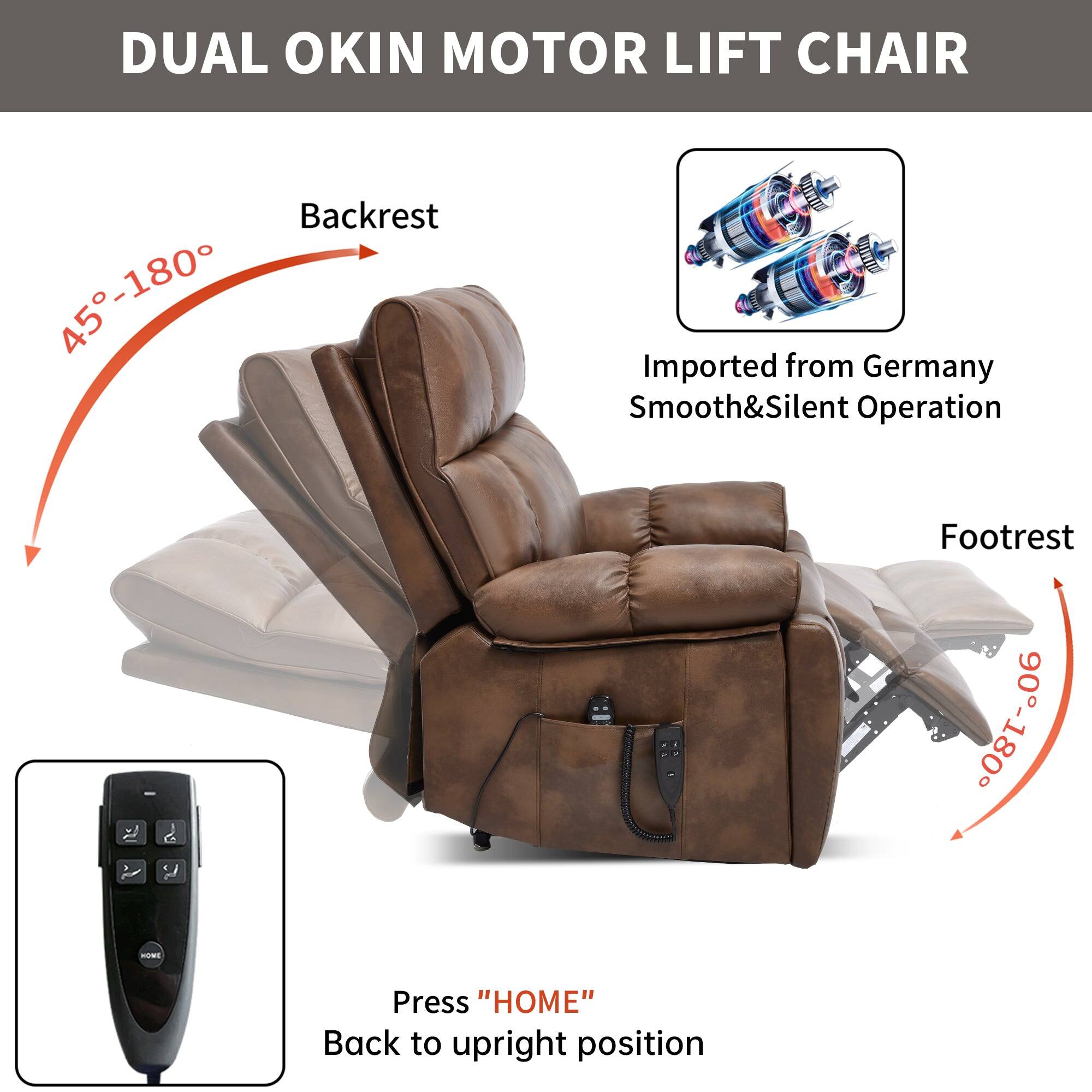 DUAL OKIN MOTOR LIFT CHAIR

Backrest: 45°-180°

Footrest: 0°-90°

Imported from Germany
Smooth & Silent Operation

Press "HOME"
Back to upright position