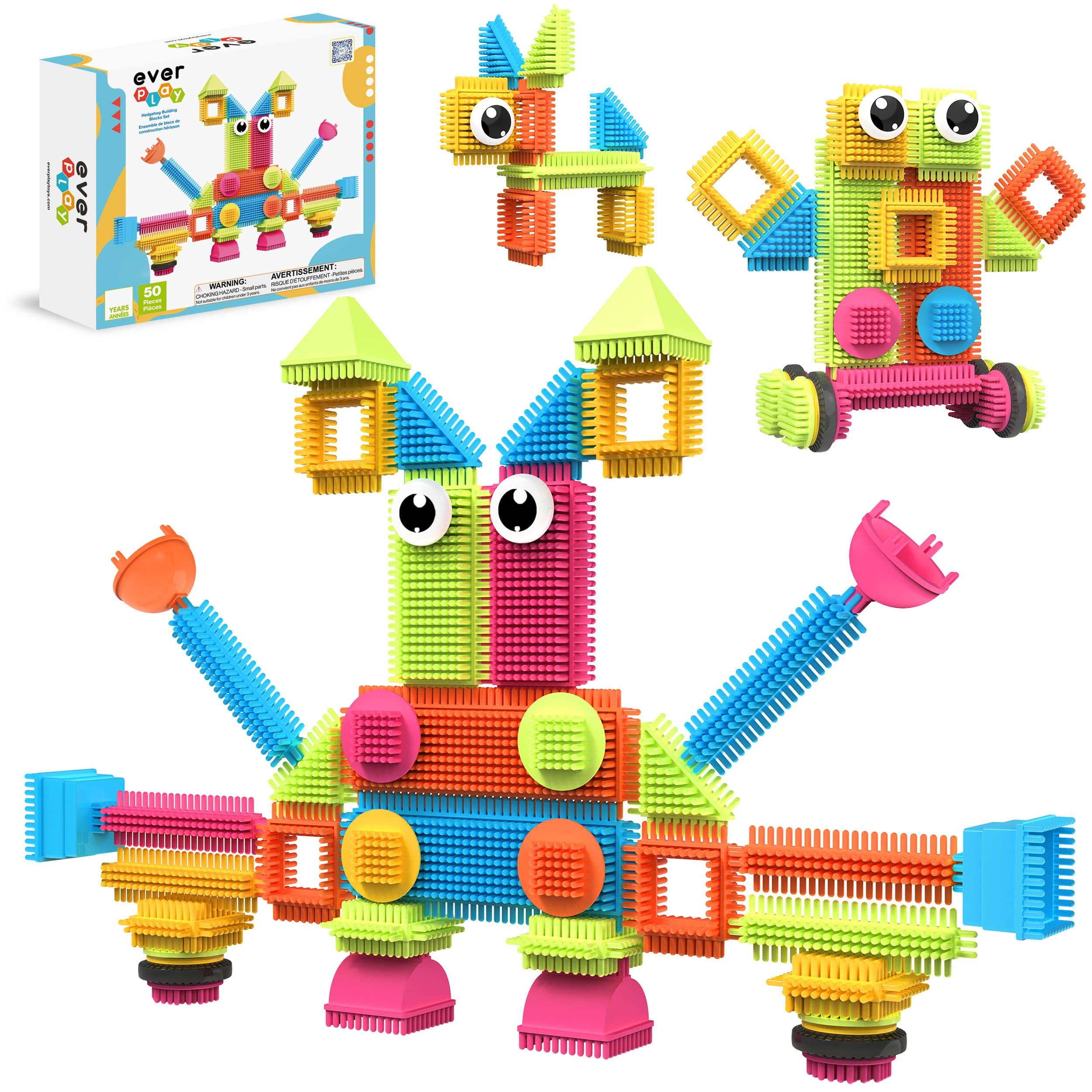 Everplay - Hedgehog Building Blocks Set, 50PC Interlocking Preschool STEM Learning Toy for Kids