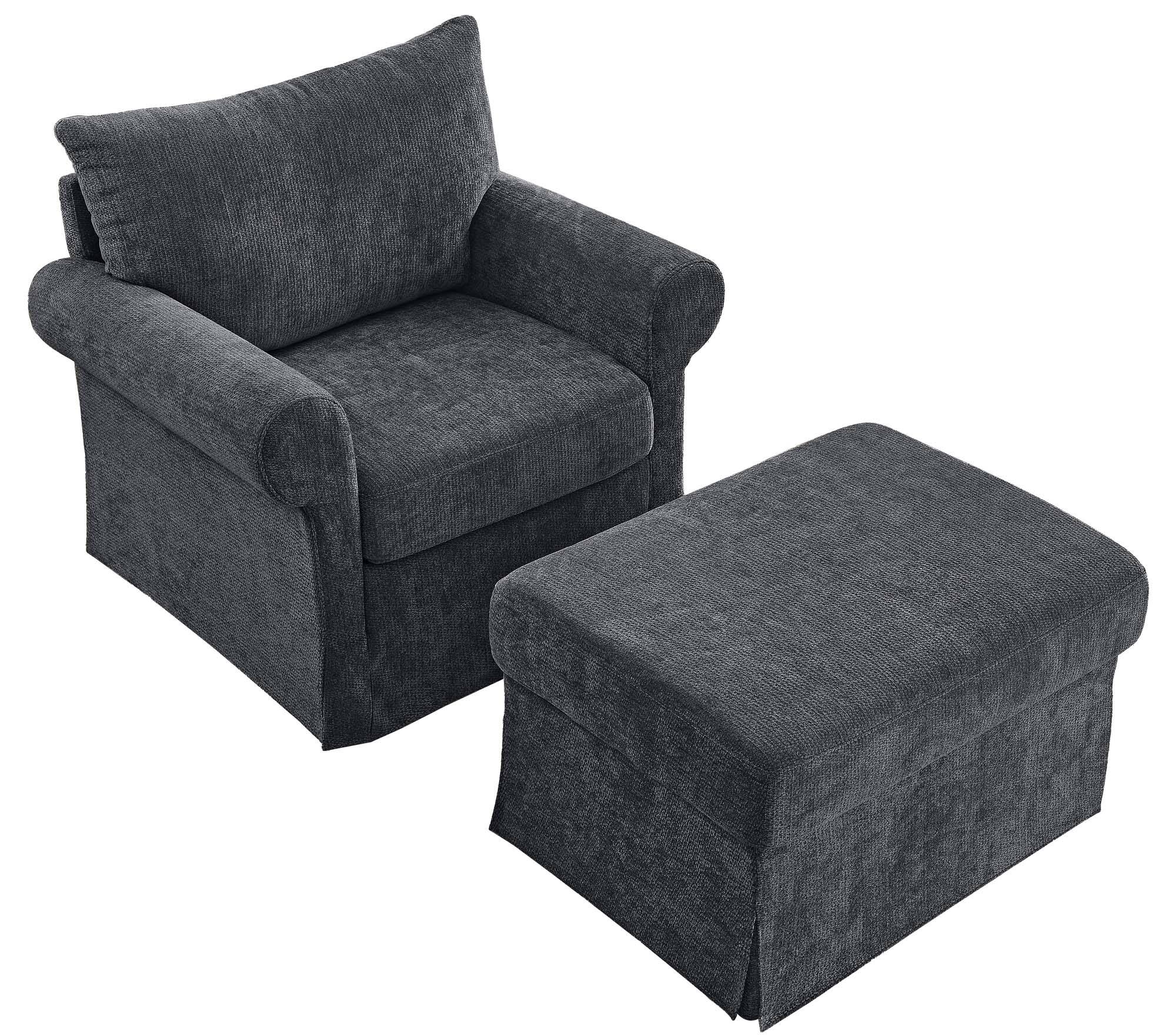 Front. Forest'nSky - 37.5" Accent Chair Stylish Single Sofa Chair with Ottoman  for Living Room,Grey - Grey.