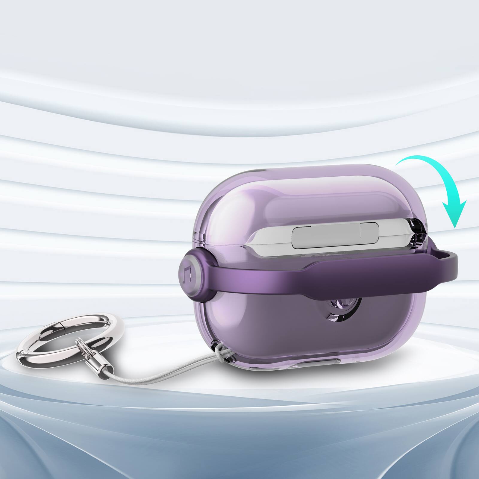 Back. Dteck - For Airpods Pro 3rd Gen (2025) Slim Fit Clear Kickstand Shockproof Drop Protection Case With Anti-Loss Ring - Purple.