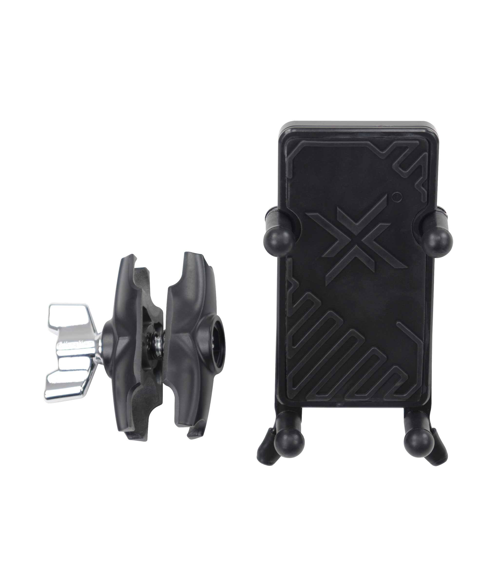 Back. Gibraltar Hardware - Dual Adjust Smartphone Holder, Unlimited Angle Adjustment in Landscape or Portrait Mode - Black.