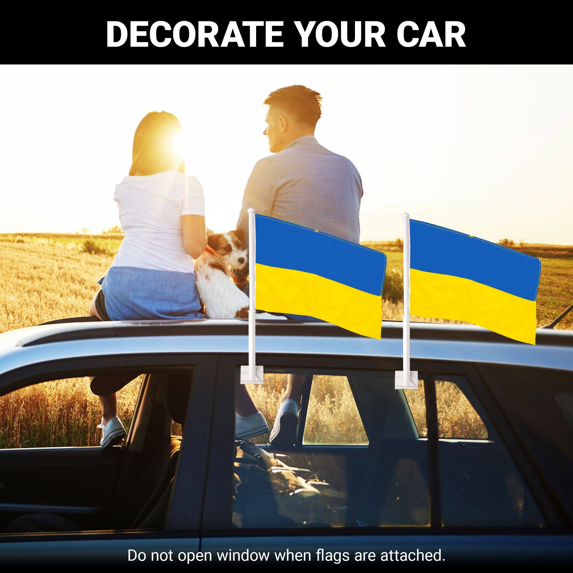 DECORATE YOUR CAR

Do not open window when flags are attached.
