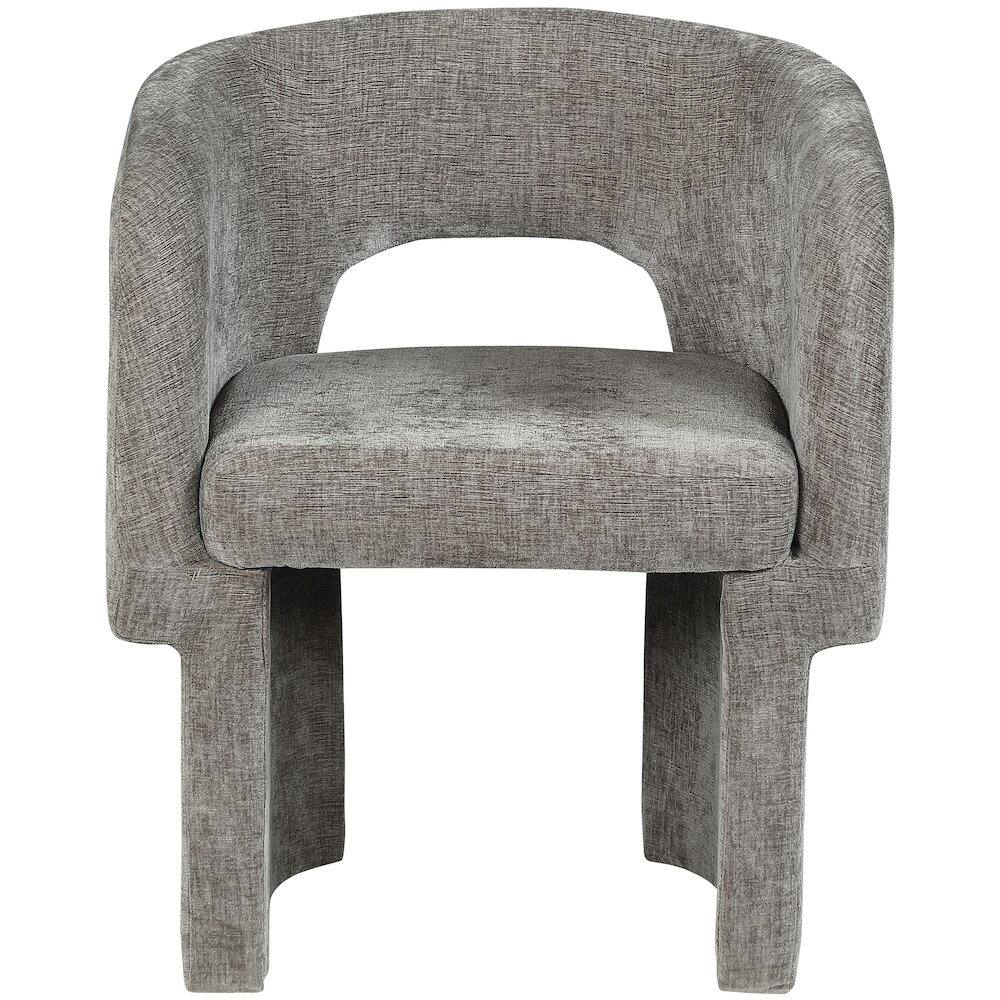 Alt View 2. Meridian Furniture - Emmet Grey Chenille Fabric Dining Chair / Accent Chair - Grey.