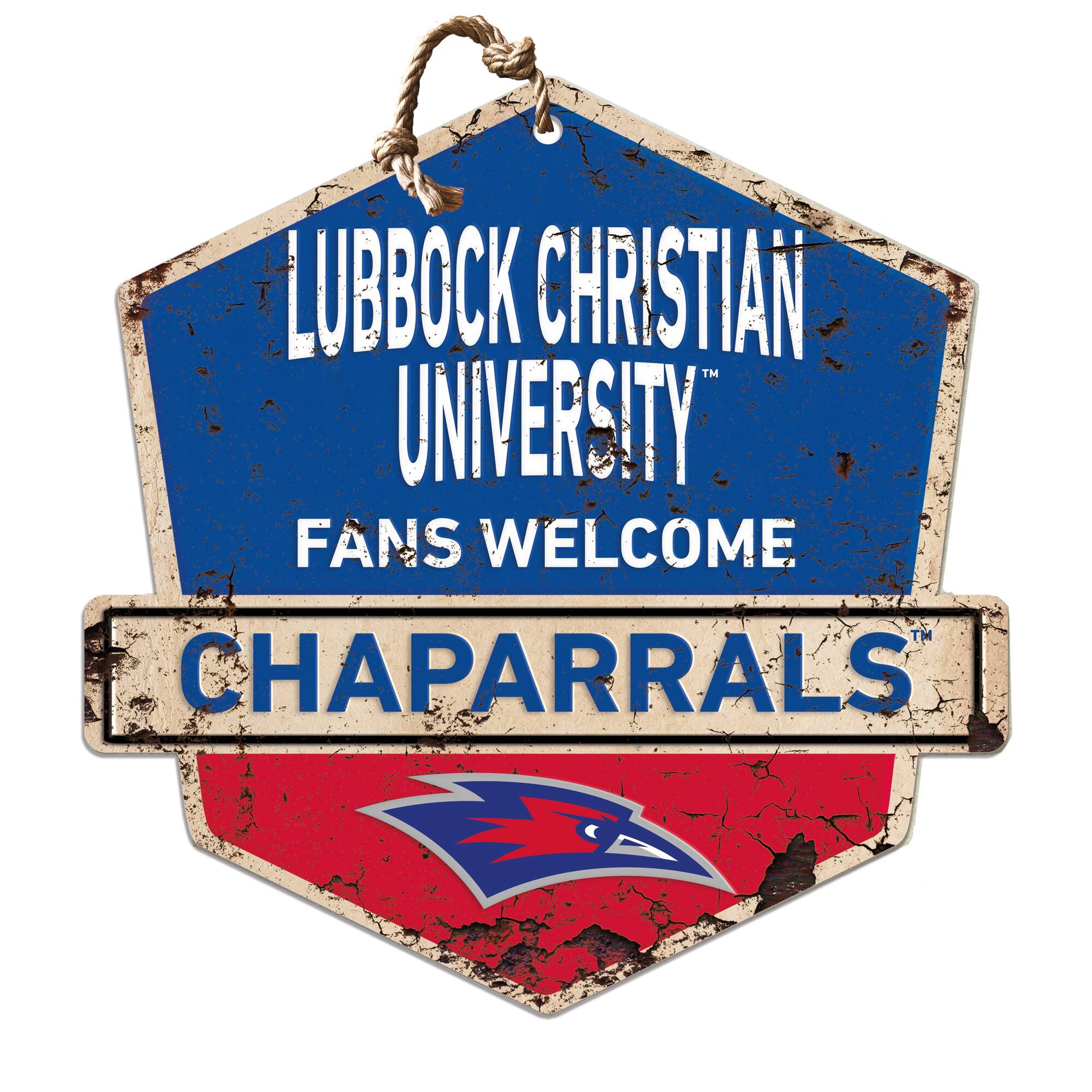 Lubbock Christian Chaparral 20" x 20" Fans Welcome Badge Sign