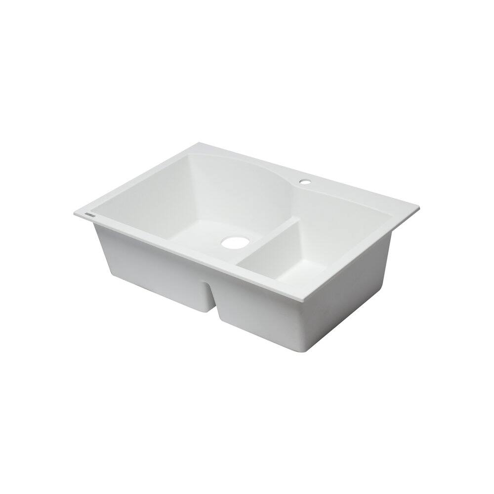 Alt View 3. Alfi - ALFI brand White 33 Double Bowl Drop In Granite Composite Kitchen Sink - White.