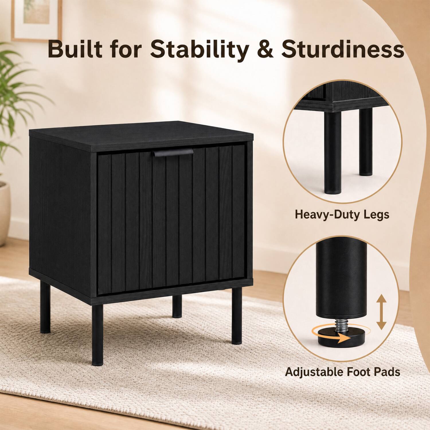 Built for Stability & Sturdiness

Heavy-Duty Legs

Adjustable Foot Pads