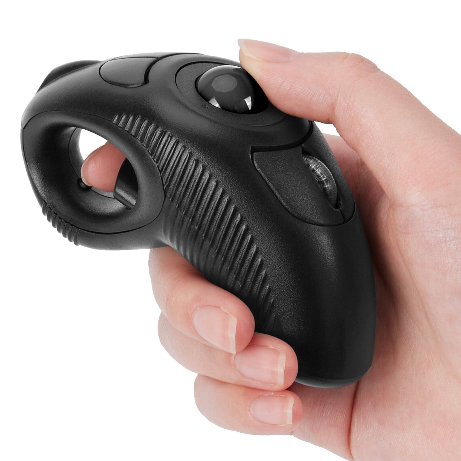 Angle. AGPtek - Wireless USB Handheld Finger Trackball Mouse with Laser Pointer - Black - Black Ball.