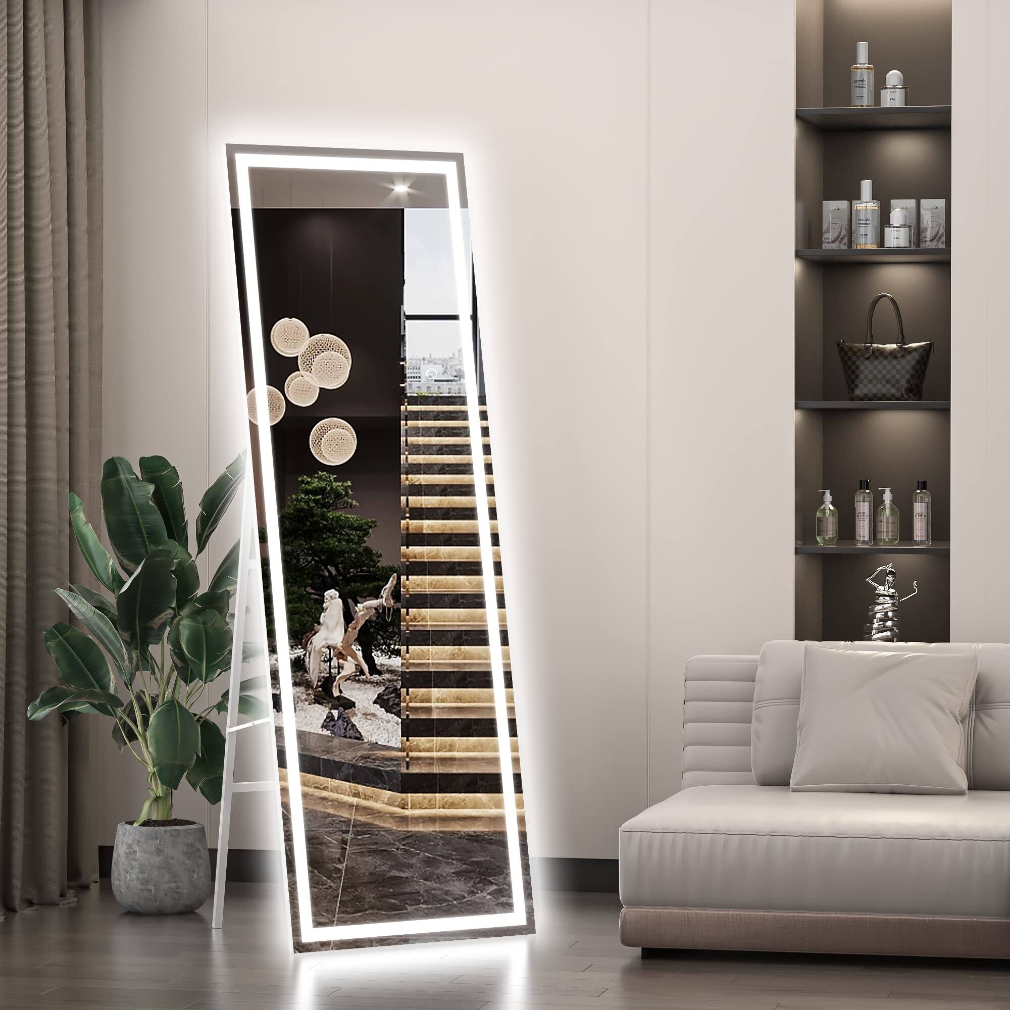 Alt View 6. Hirose Alice - Full Length Mirror With Lights 15 Floor Body Dressing Standing Hanging Mounted For Living Room Bedroom Cl....