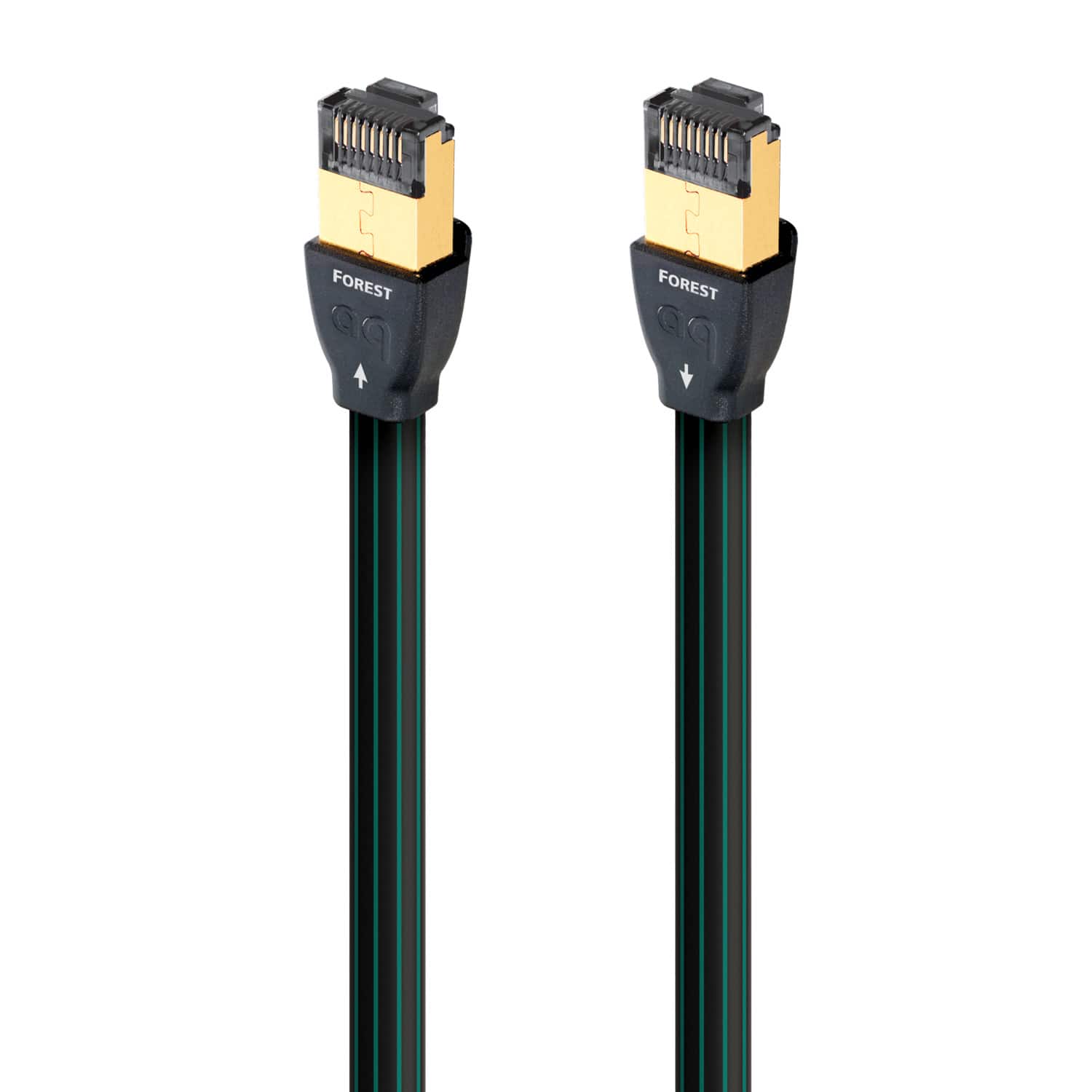 AudioQuest - Forest RJ/E 16.4' Digital Ethernet Cable with RJ45 to RJ45 Connectors - Black with Green Stripes - Front_Zoom