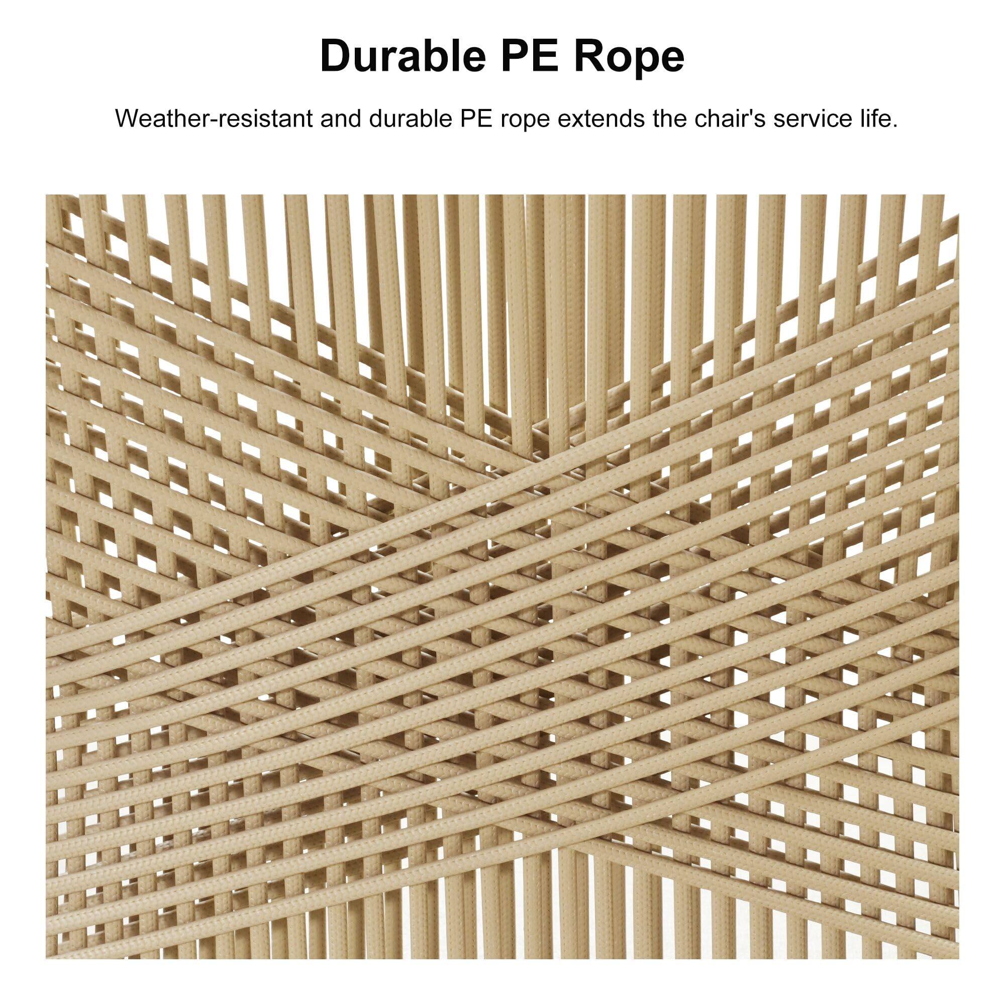 Durable PE Rope

Weather-resistant and durable PE rope extends the chair's service life.
