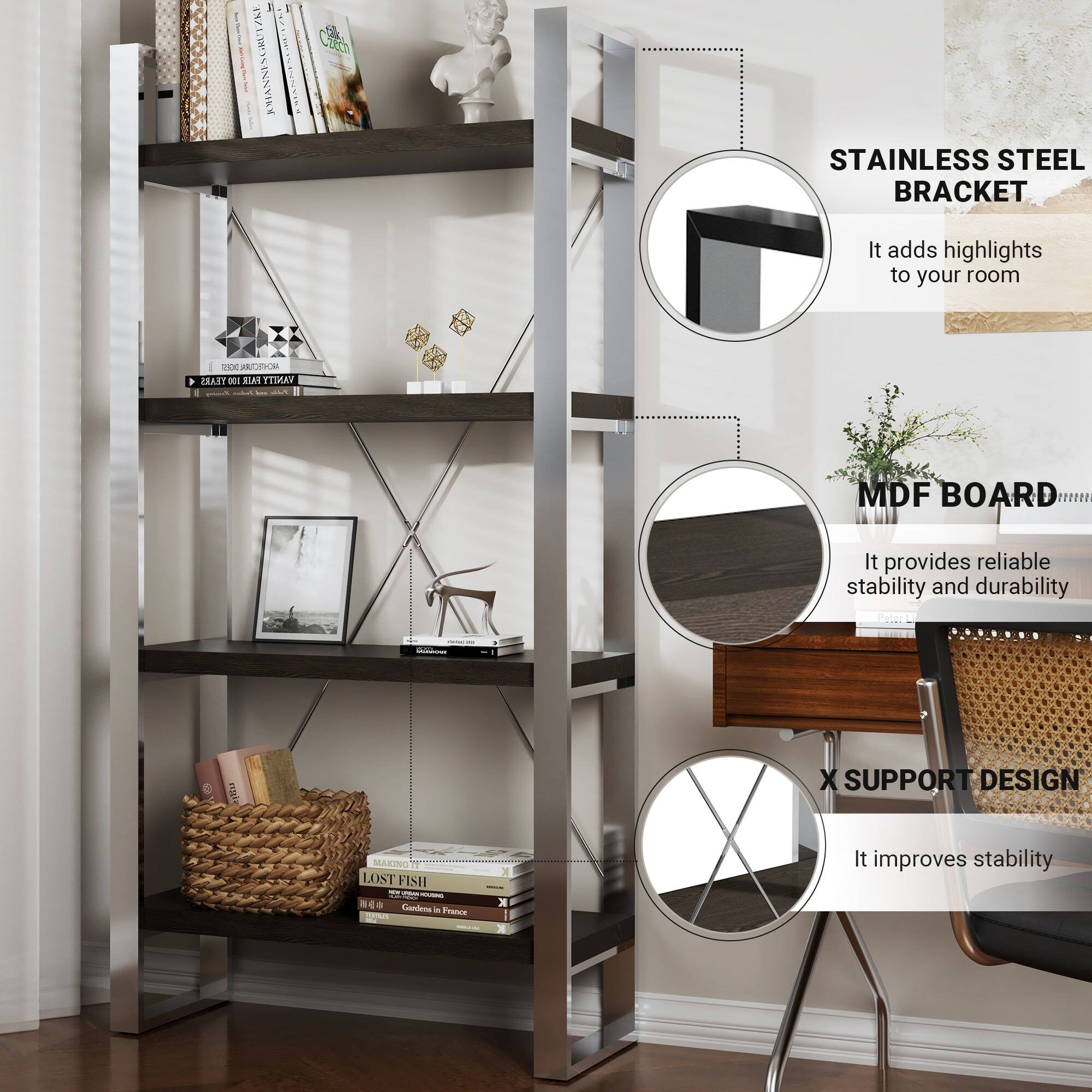 STAINLESS STEEL BRACKET  
It adds highlights to your room  

MDF BOARD  
It provides reliable stability and durability  

X SUPPORT DESIGN  
It improves stability