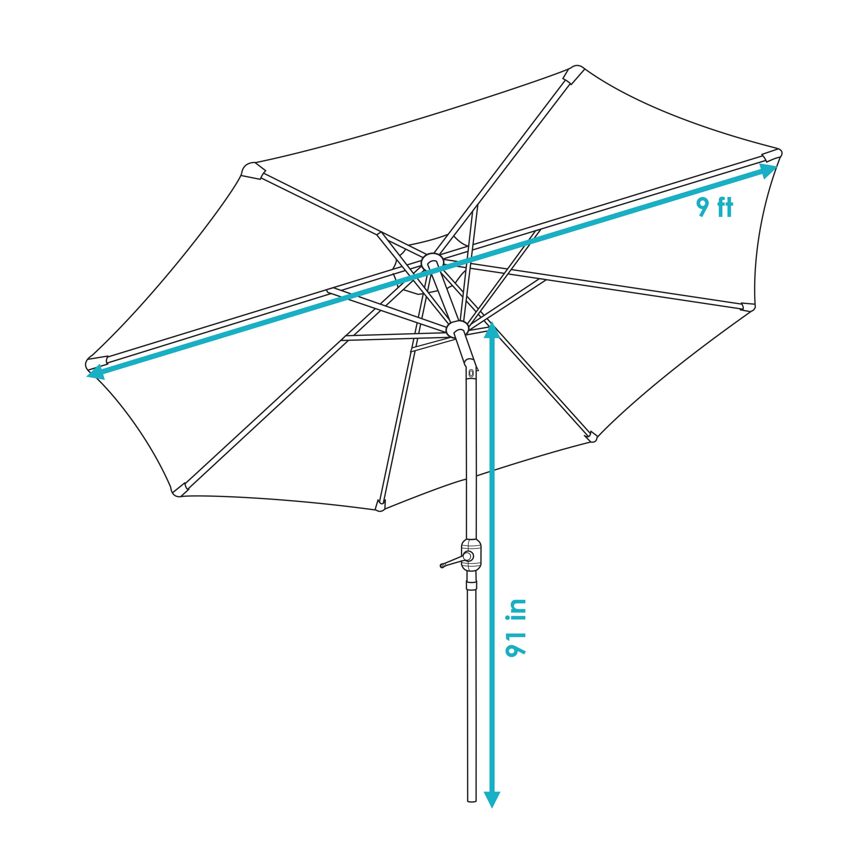 Alt View 5. Sunnydaze - 9 ft Aluminum Patio Umbrella with Tilt and Crank - Catalina Beach Stripe.