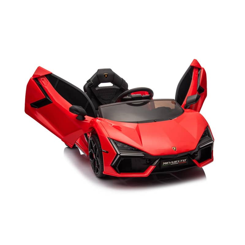 Qeetex - Licensed 12V Lamborghini Electric Ride On Car for Kids, Bluetooth, USB, Parental Remote, Music Player, Sports Toy - Red